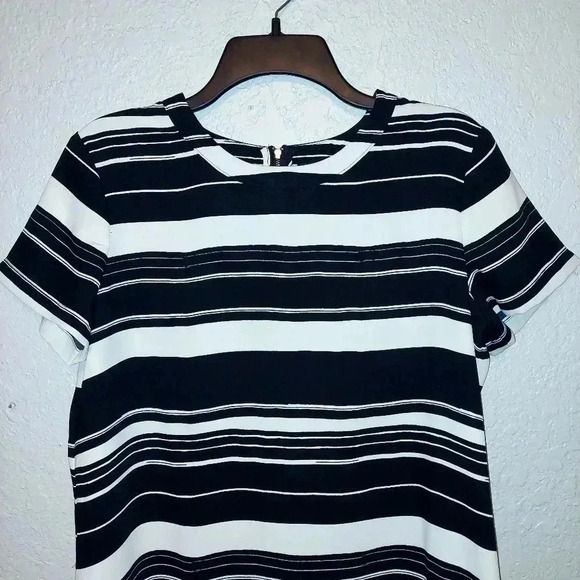 ADRIENNE VITTADINI Sheath Dress 8 Womens Striped Black White Short Sleeves - Picture 3 of 8